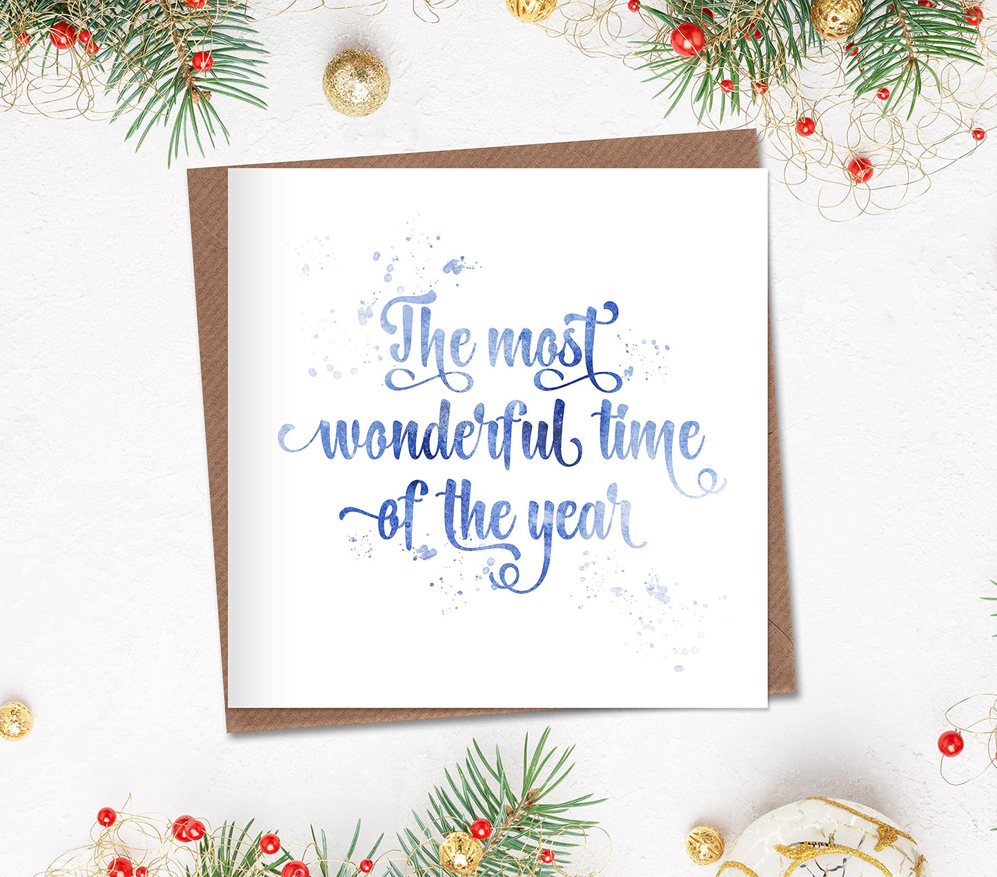 Pack of 5 Modern Christmas Cards with Typographic Quotes in Calligraphy