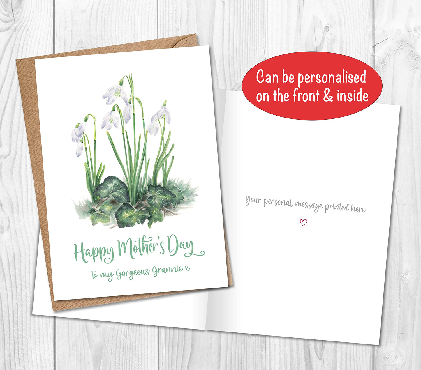 Mothering Sunday Card with Snowdrops