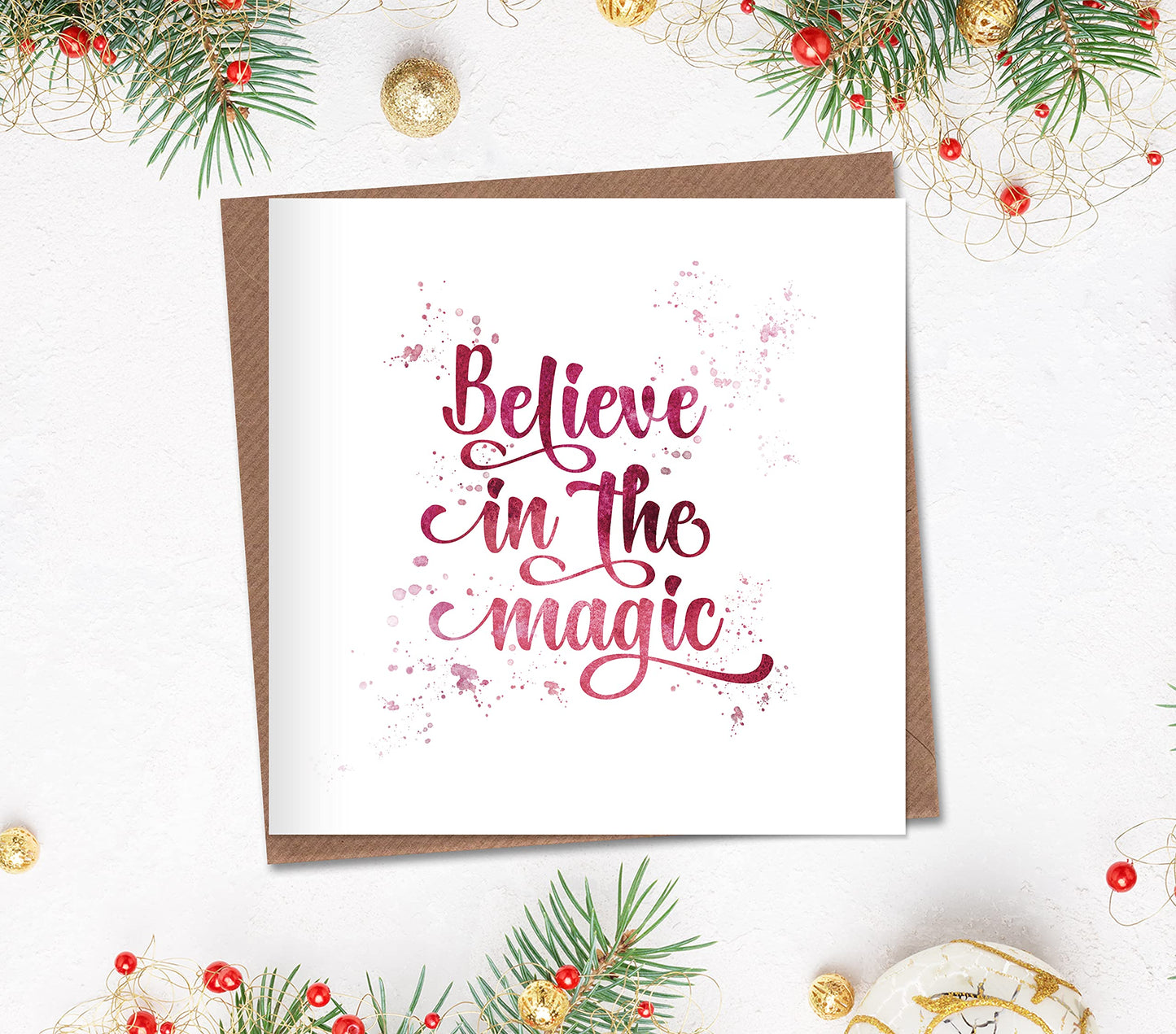 Pack of 5 Modern Christmas Cards with Typographic Quotes in Calligraphy