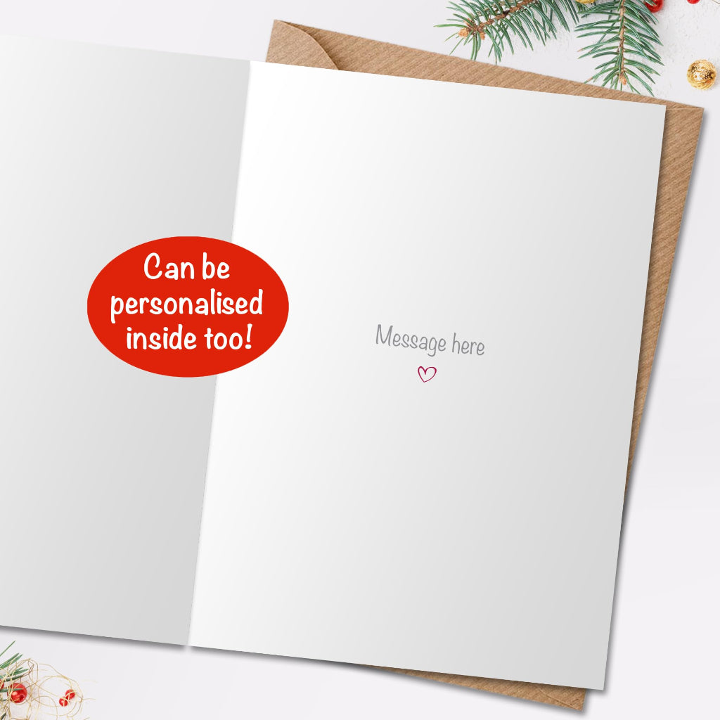 Christmas card printed inside with personalised custom greeting