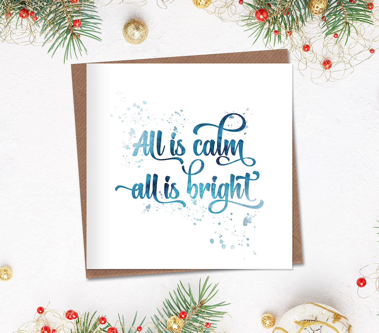 Pack of 5 Modern Christmas Cards with Typographic Quotes in Calligraphy