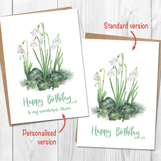 Snowdrop Birthday Card mum