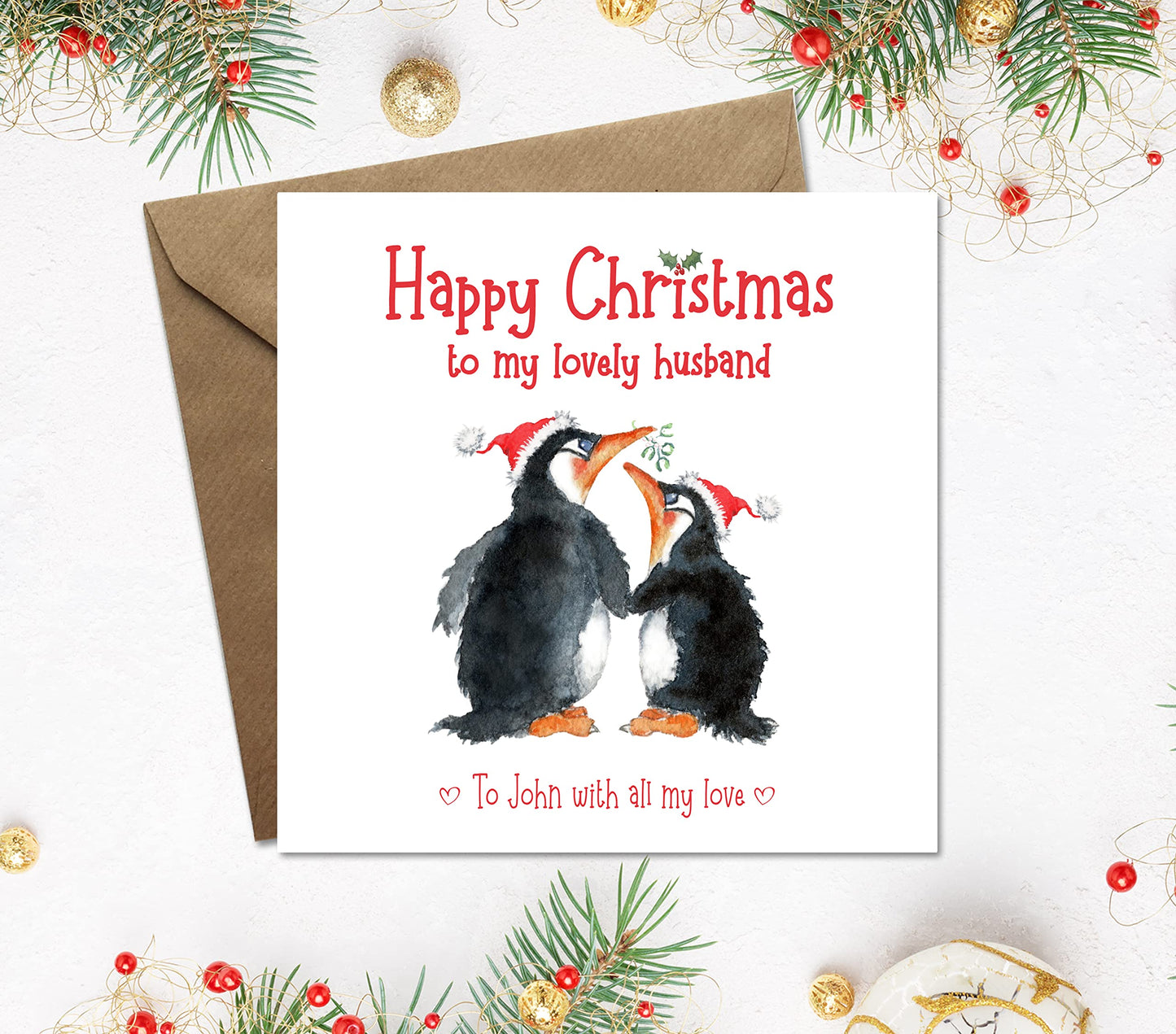 Cuddly Penguin Christmas Card