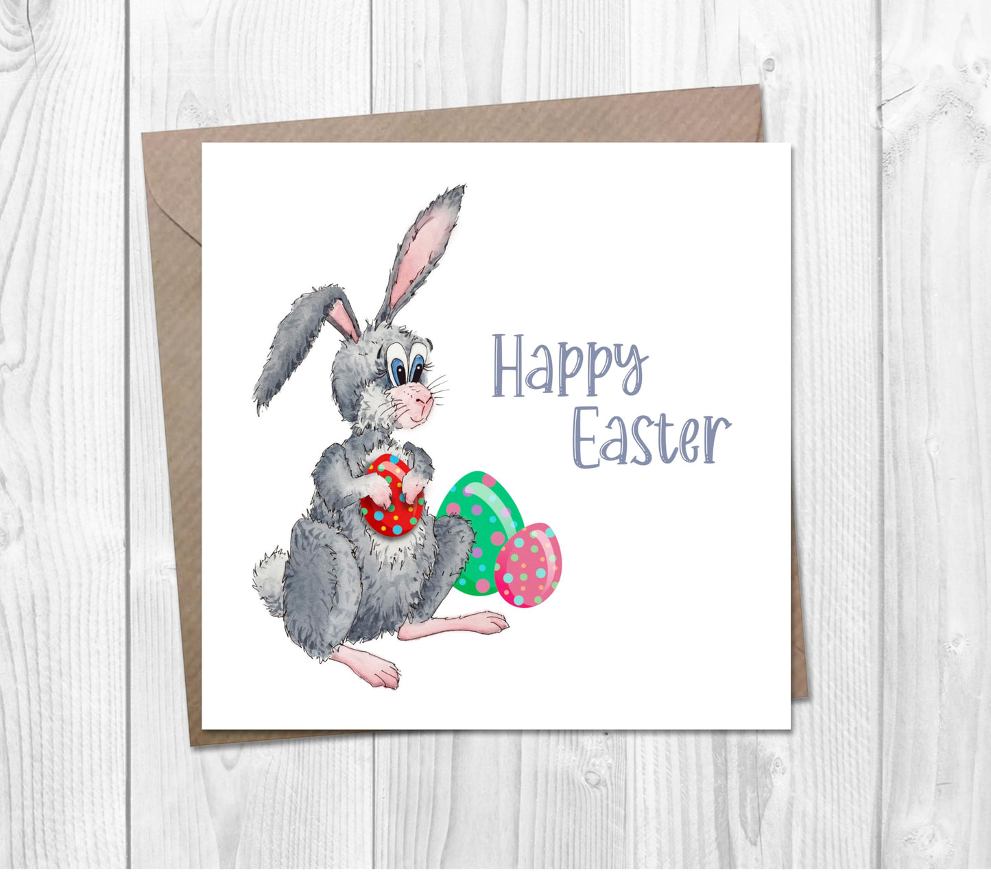 Personalised Easter Card with Cute Easter Bunny Rabbit for Kids, Granddaughter, Grandson, Baby