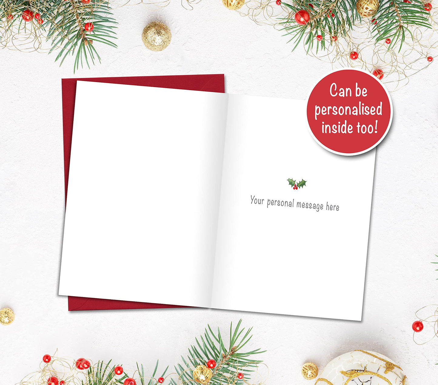 Pack of 6 Personalised Gonk Christmas Cards from a Family of 5