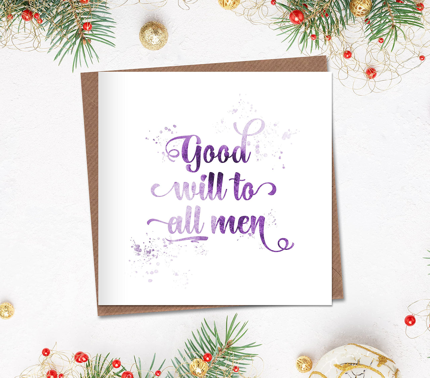 Pack of 5 Modern Christmas Cards with Typographic Quotes in Calligraphy