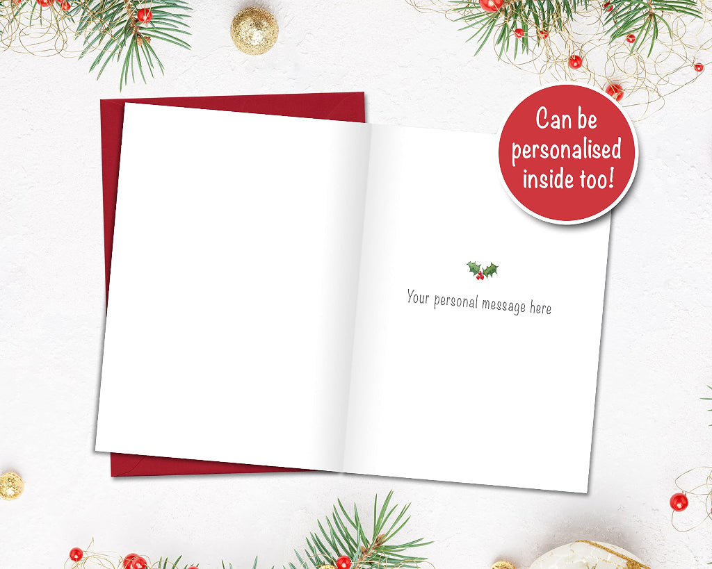 Christmas Card mulitpack can be personalised and printed inside with custom greeting