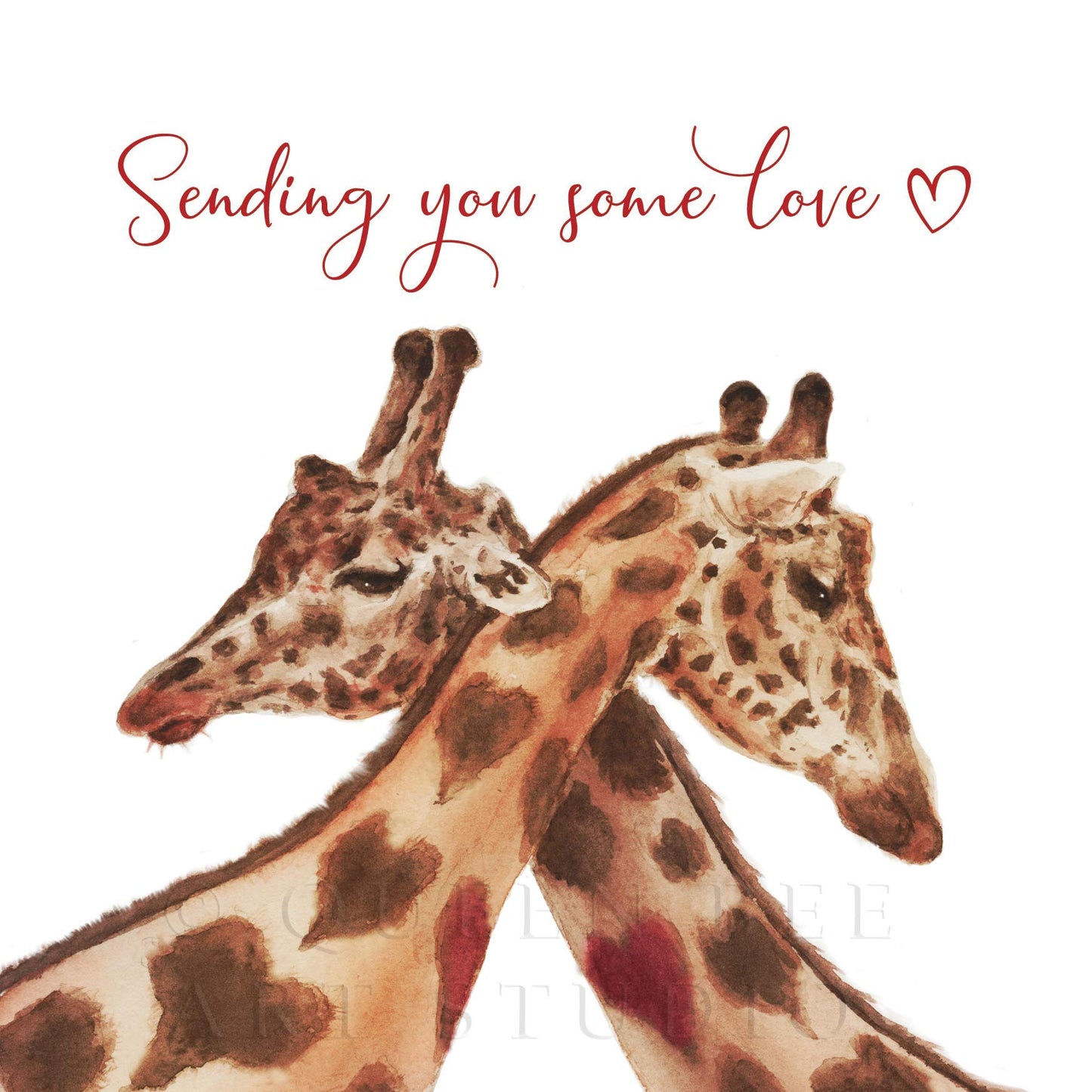 Giraffe Miss You Love Card, sending love card, hug card