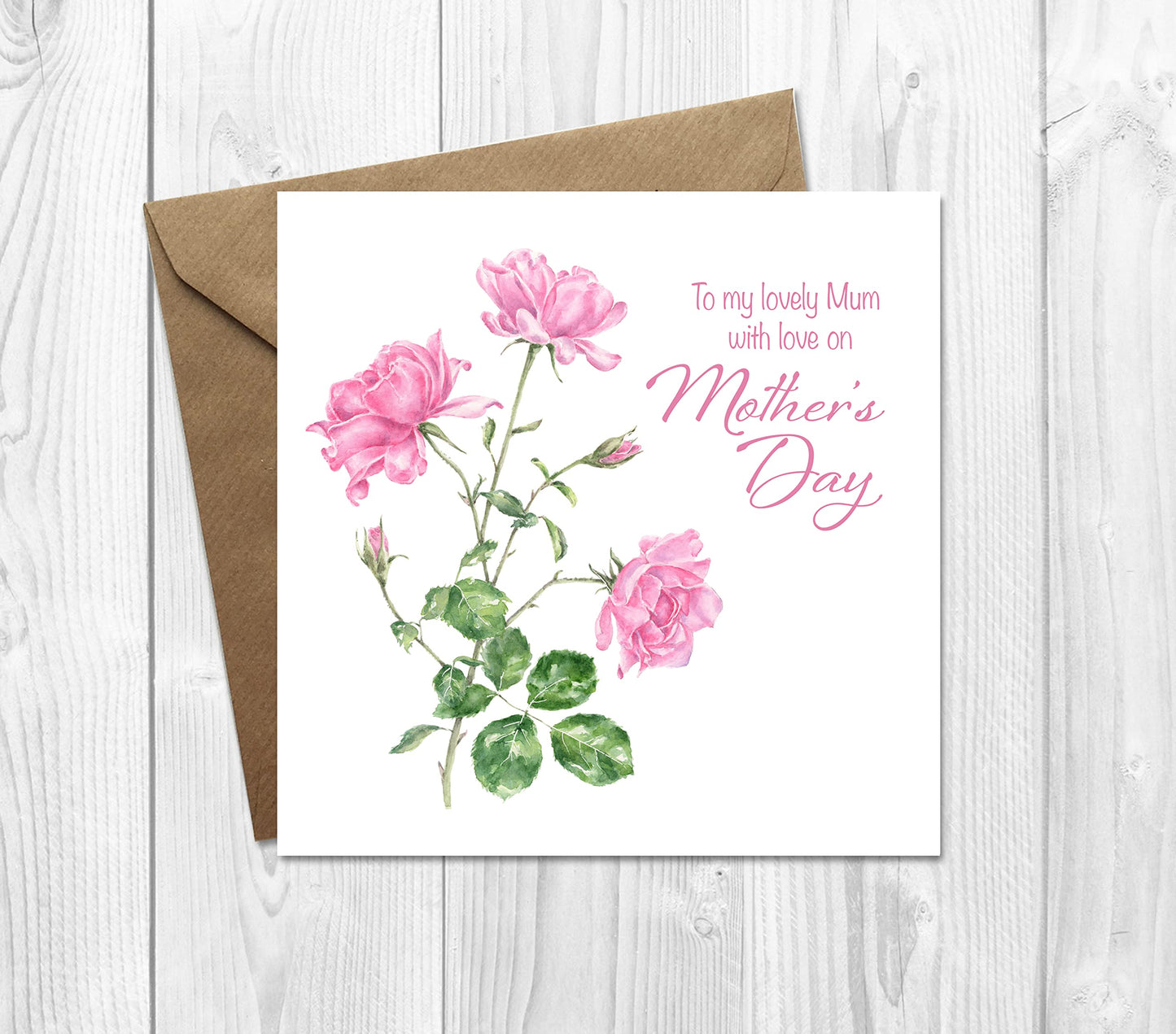 Mother's Day Card with Pretty Pink Roses