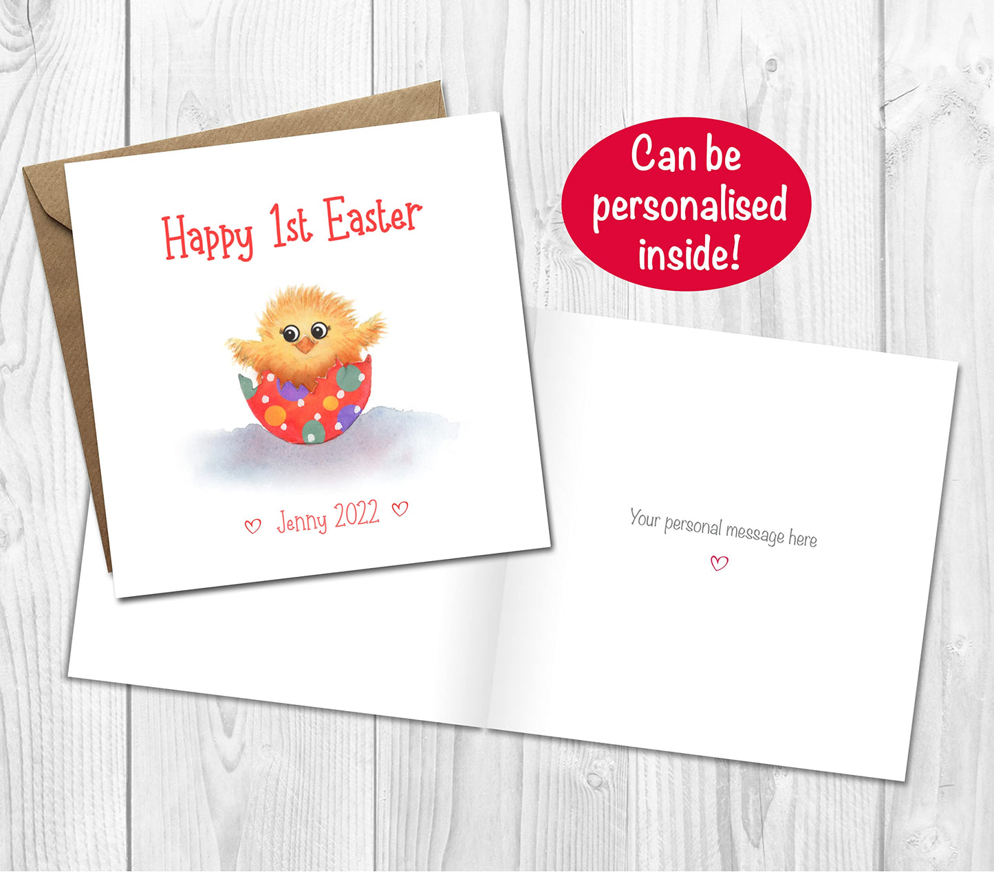 Personalised 1st Easter Card with Cute Little Chick for Baby Boy or Girl First Easter