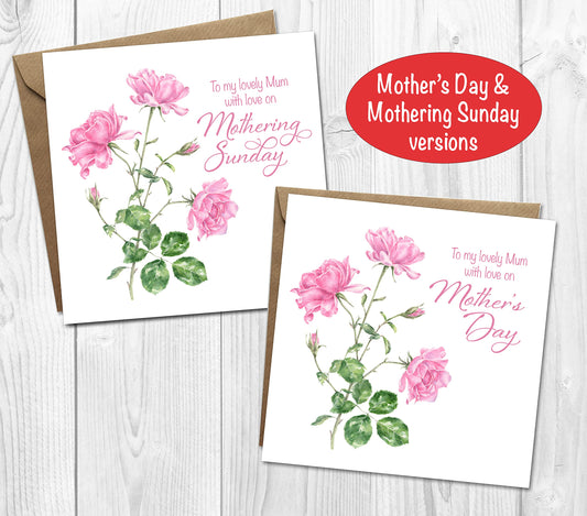 Mother's Day Card with Pretty Pink Roses