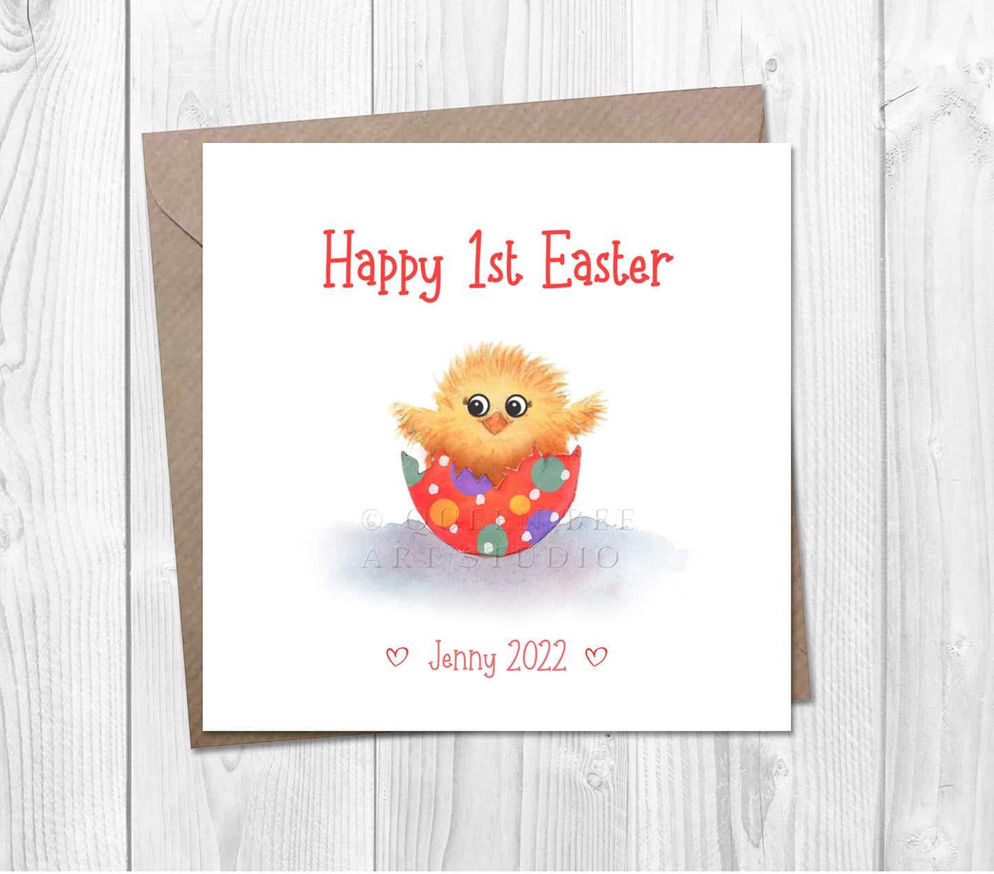 Personalised 1st Easter Card with Cute Little Chick for Baby Boy or Girl First Easter