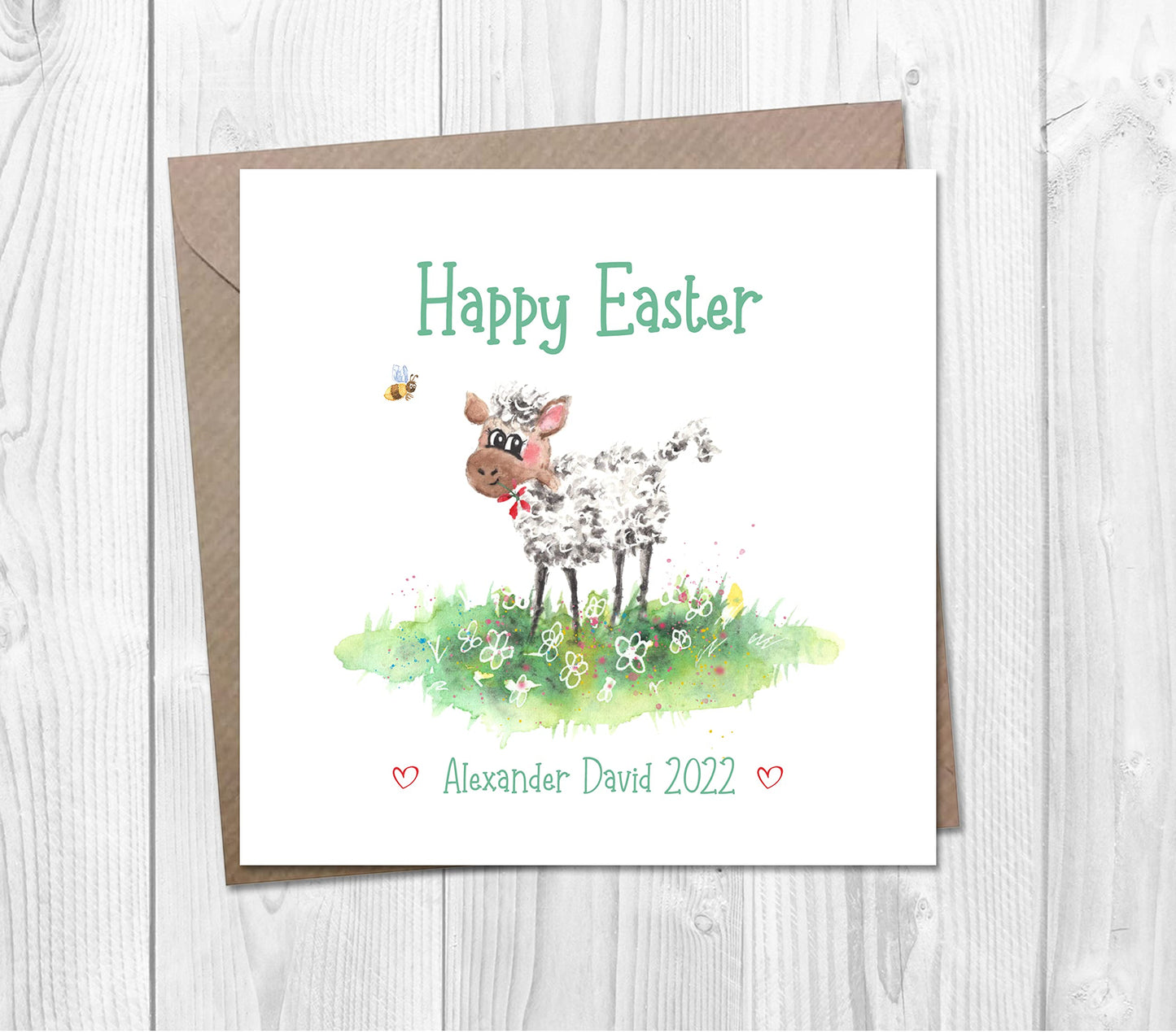 Personalised 1st Easter Card with Cute Baby Lamb for Little Boy or Girl's First Easter
