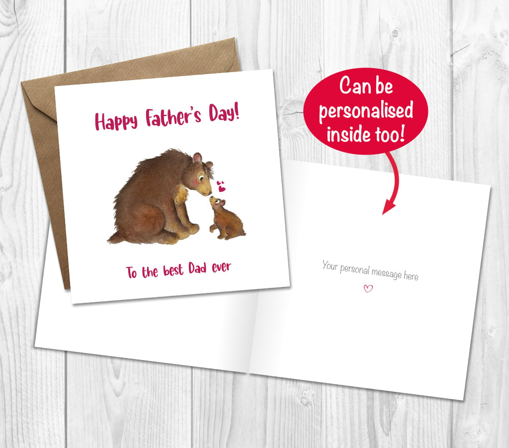 Personalised bear card printed inside