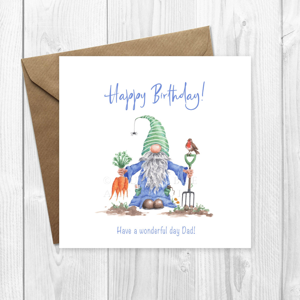 Birthday Card for Gardener or Allotment Holder with Gnome