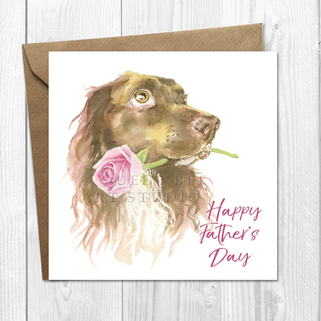 Fathers day card with working cocker spaniel 
