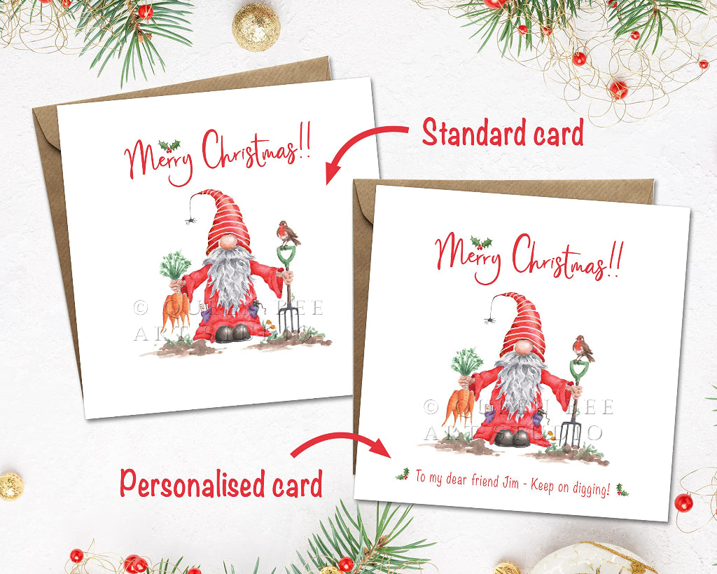Different custom options for Christmas cards, with or without personalised names
