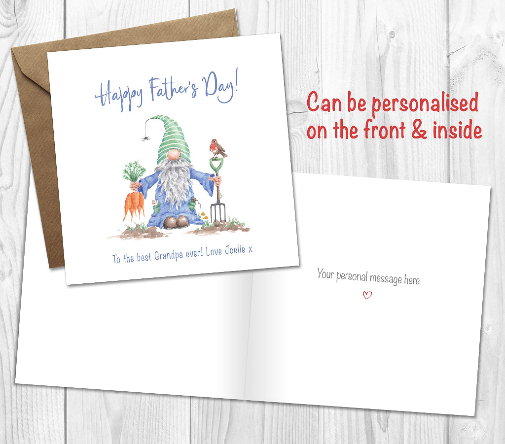 Gnome fathers day card printed inside