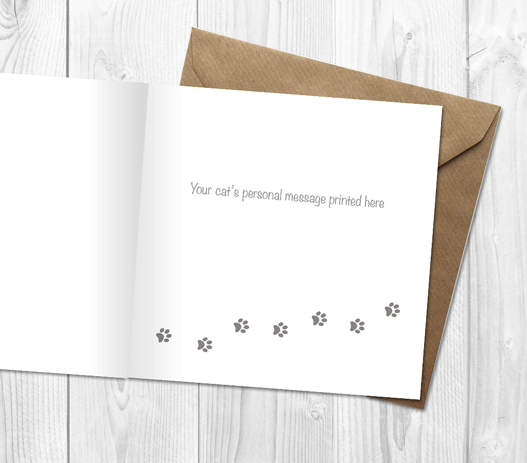 Greeting card Printed inside from cat with paw prints
