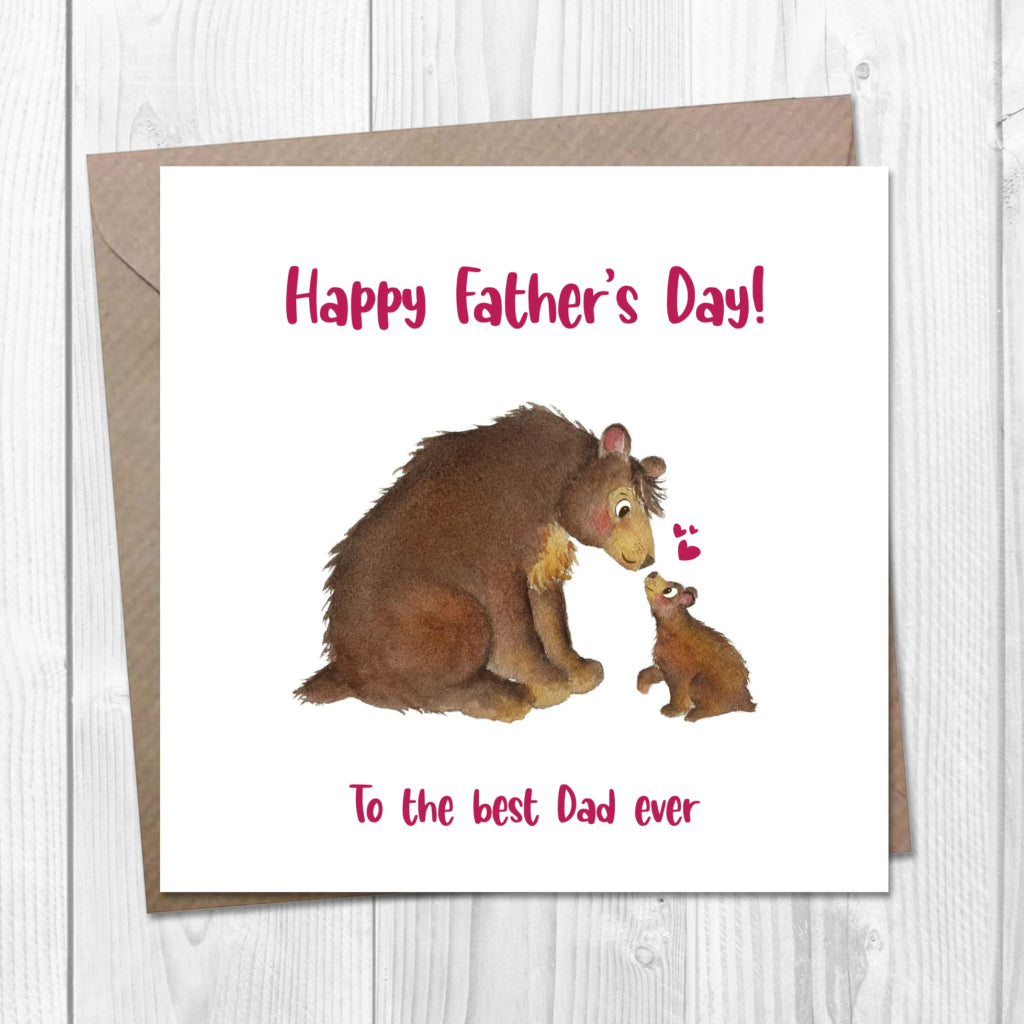 Personalised Fathers Day card with bear