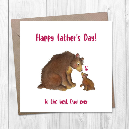 Personalised Fathers Day card with bear