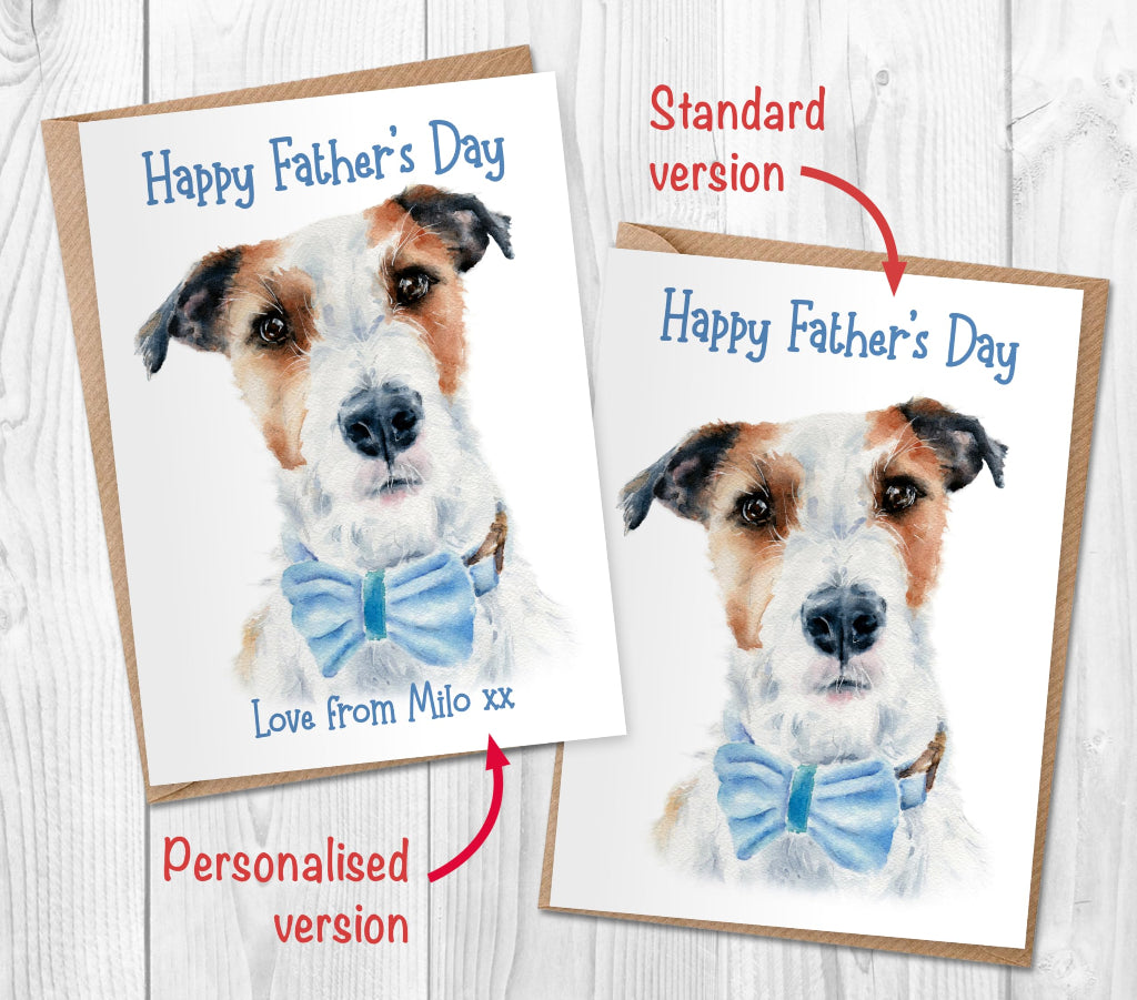 Jack Russell fathers day cards with custom options