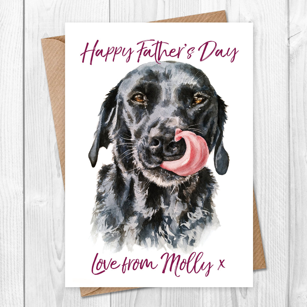 Personalised black labrador fathers day card 