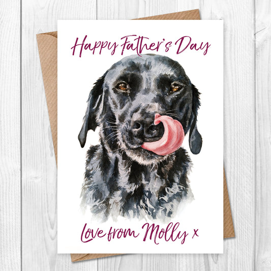 Personalised black labrador fathers day card 