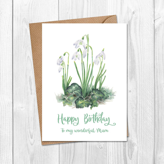 Snowdrop Birthday Card