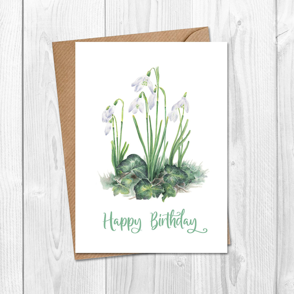 Snowdrop Birthday Card blank
