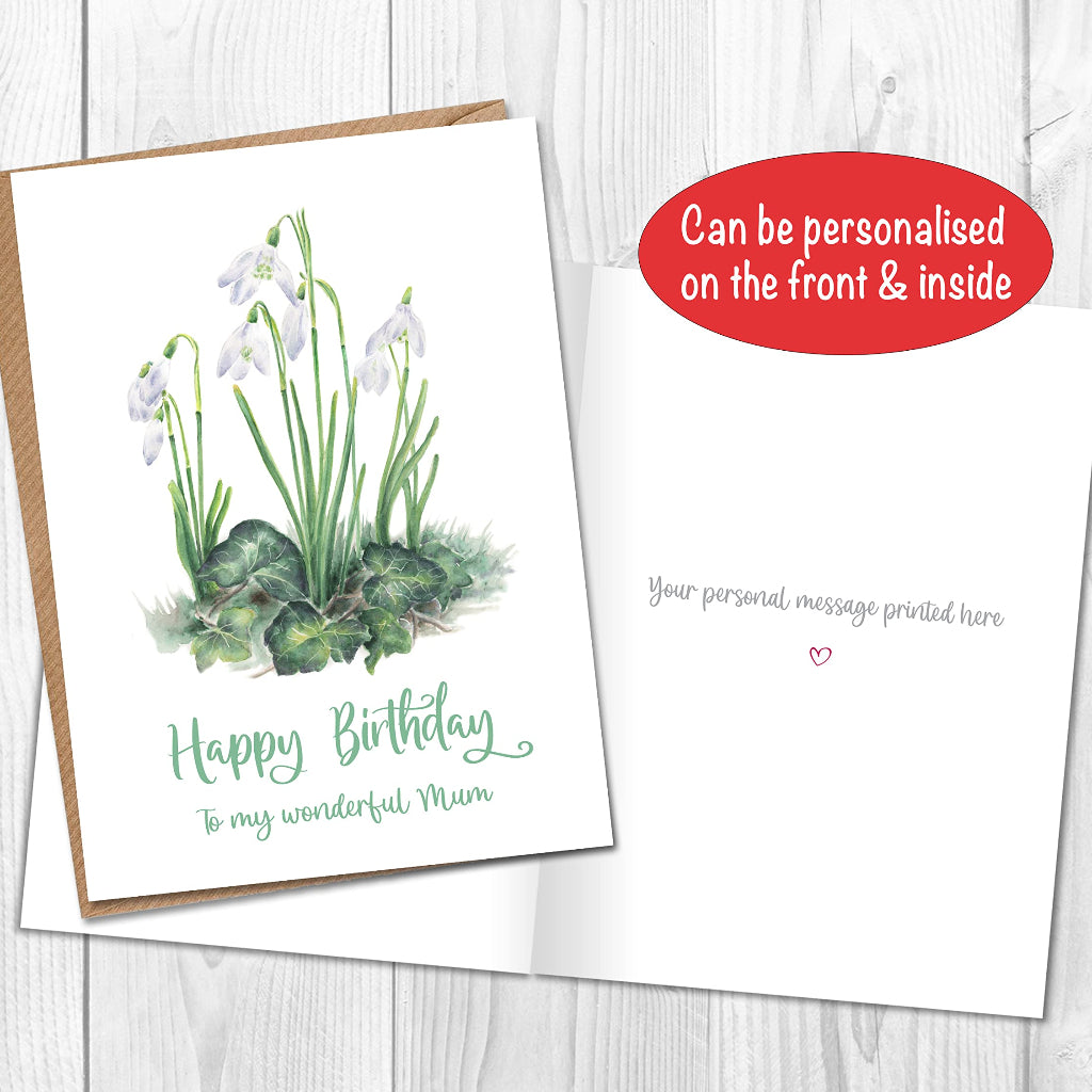 Snowdrop Birthday Card inside