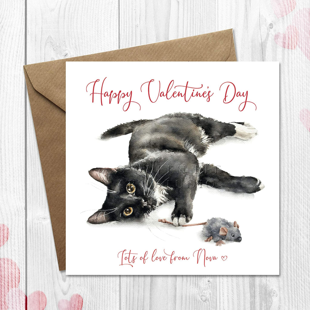 Personalised valentines day card from your black cat