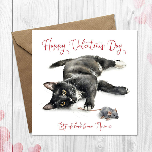 Personalised valentines day card from your black cat