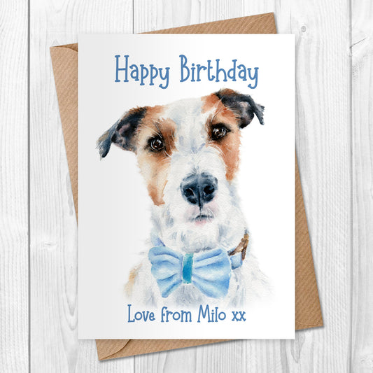 White Jack Russell Birthday Card from the Dog, can be Personalised