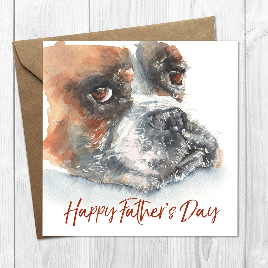 boxer dog fathers day card 