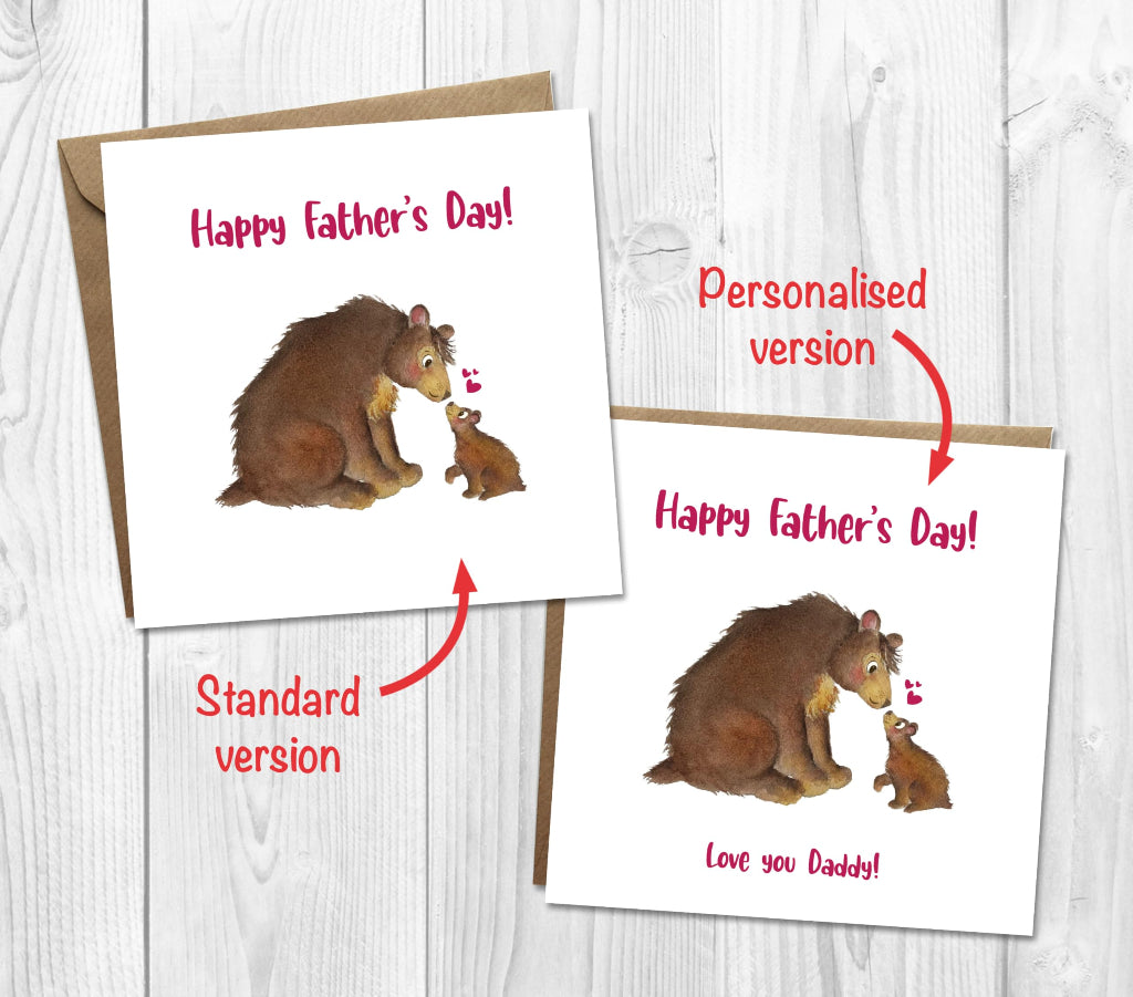 2 cards with cute daddy bear and baby bear