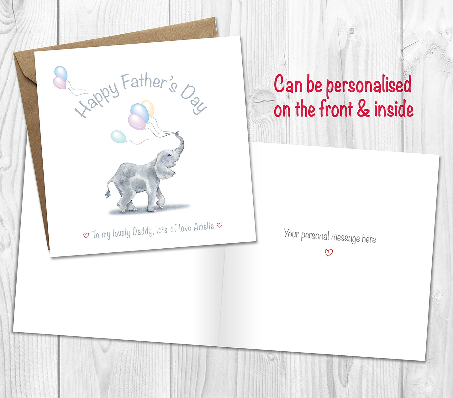 cute elephant fathers day card printed inside 