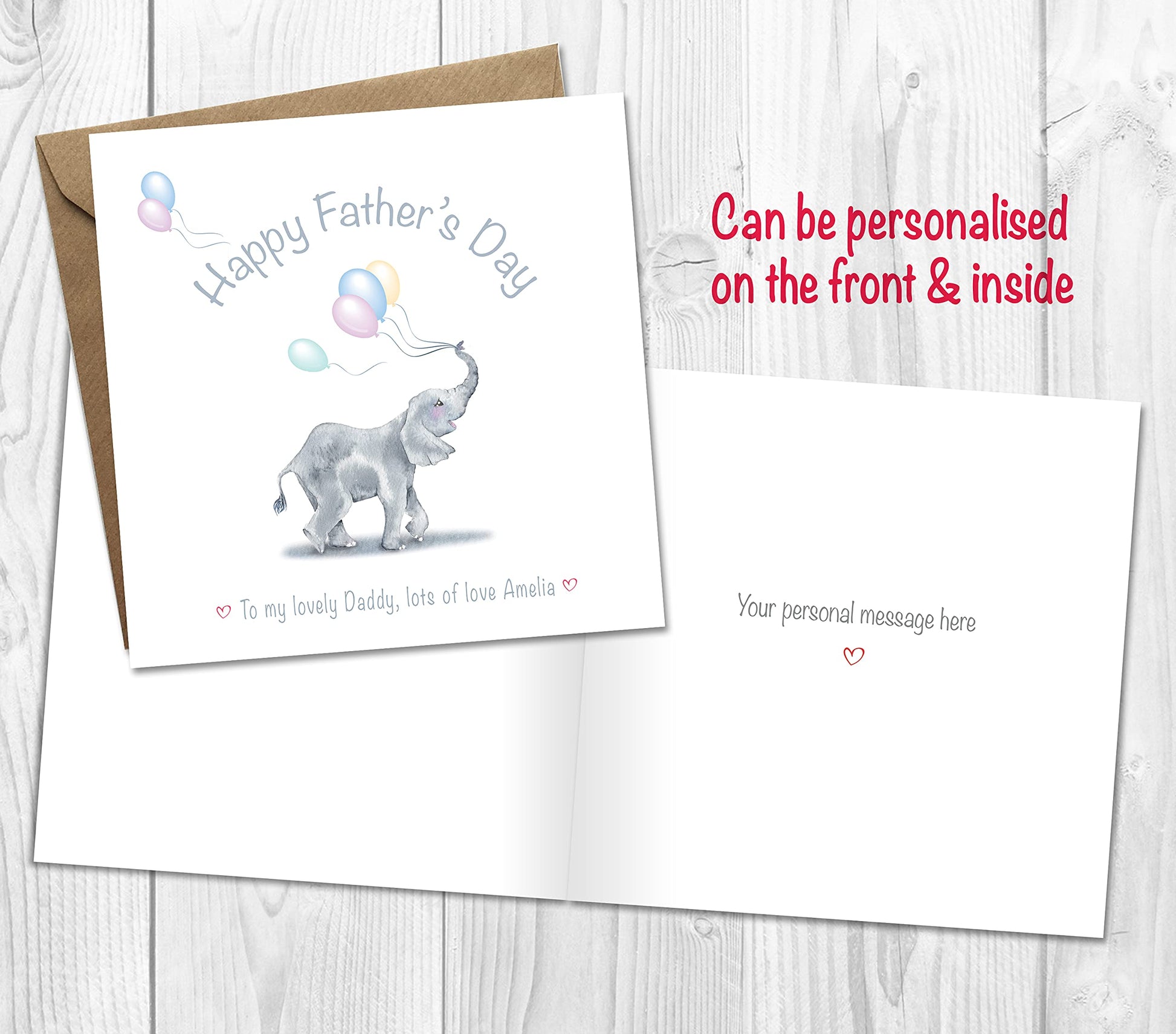 cute elephant fathers day card printed inside 