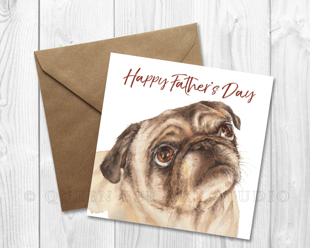 cute pug fathers day card