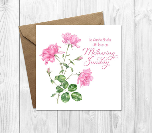 Mothering Sunday Card with Pretty Pink Roses