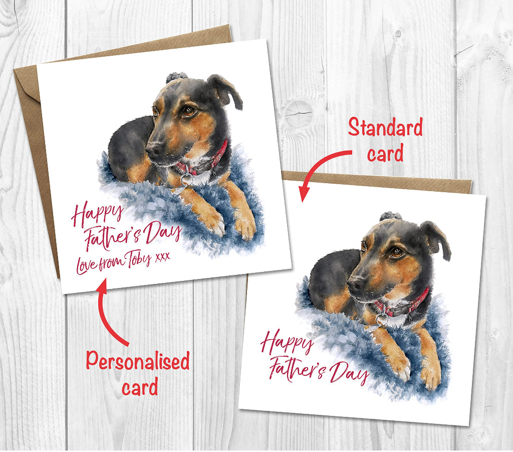 fathers day card personalised from black & tan terrier