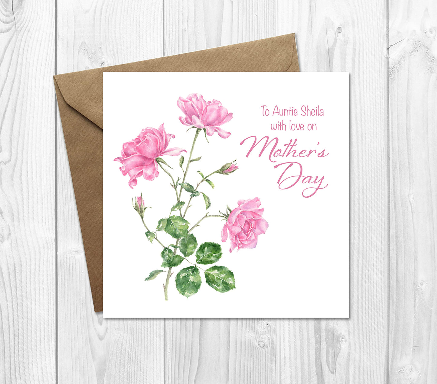 Mother's Day Card with Pretty Pink Roses