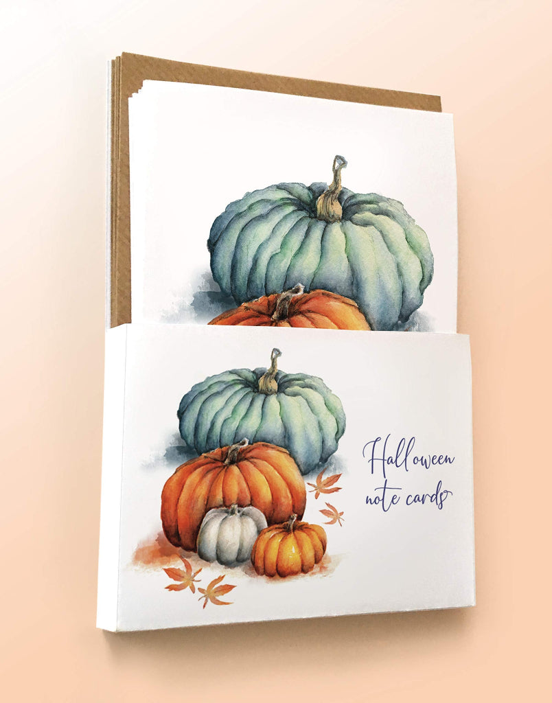 Gift pack of halloween notelets with pumpkins on front