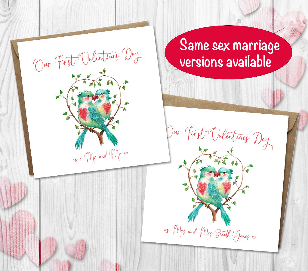 Valentines card can be personalised on the front with new names -can have same sex marriage on the front