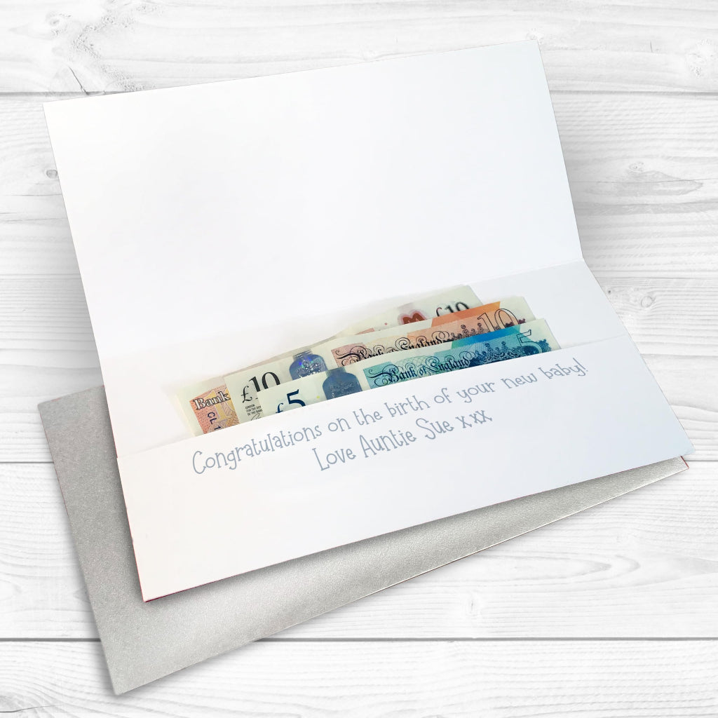 gift wallet card with cash money inside with personalised greeting