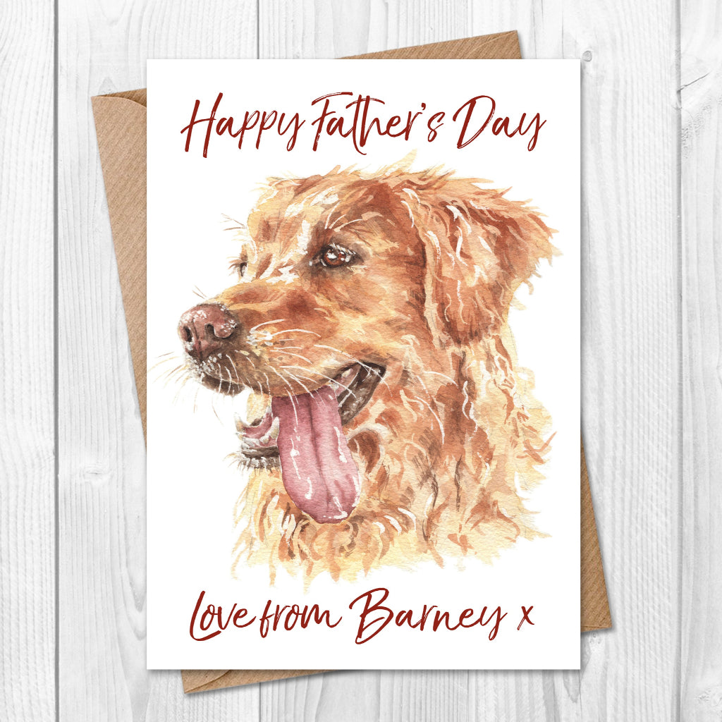 personalised Golden retriever fathers day card