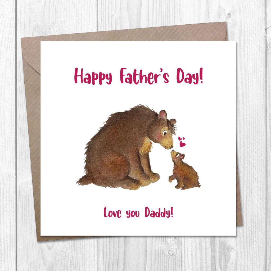 personalised bear fathers day card showing different text