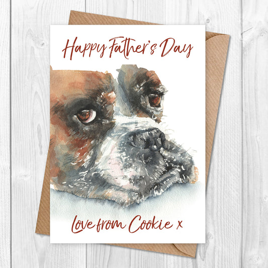 personalised boxer dog fathers day card