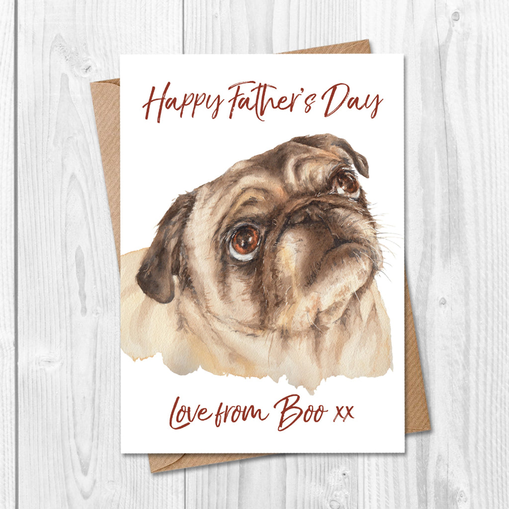 personalised pug fathers day card