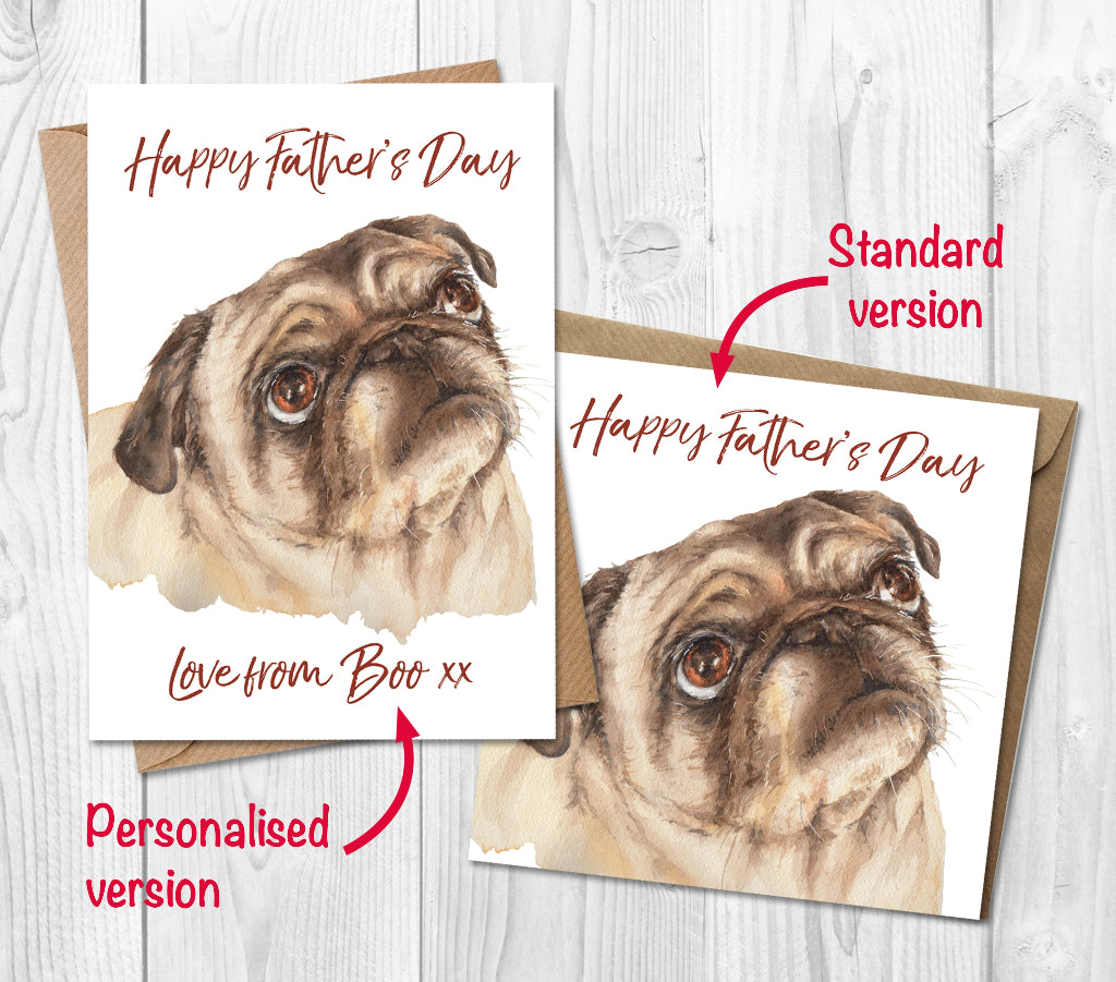 2 pug fathers day cards